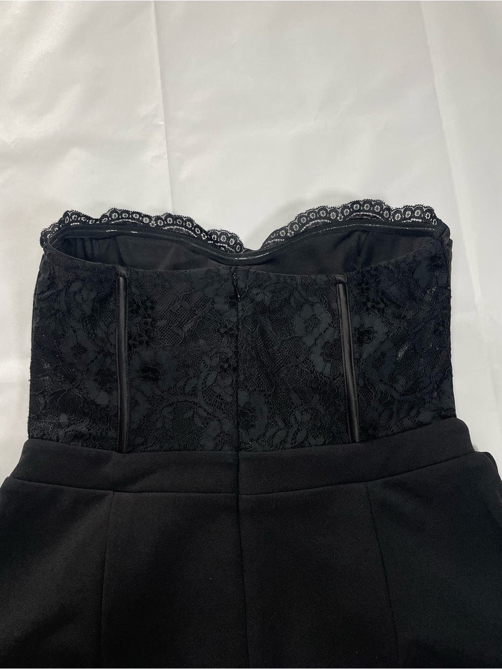 Lulus Black Lace Corset Jumpsuit Women’s Medium Strapless Wide Leg Elegant NWT - Picture 13 of 16